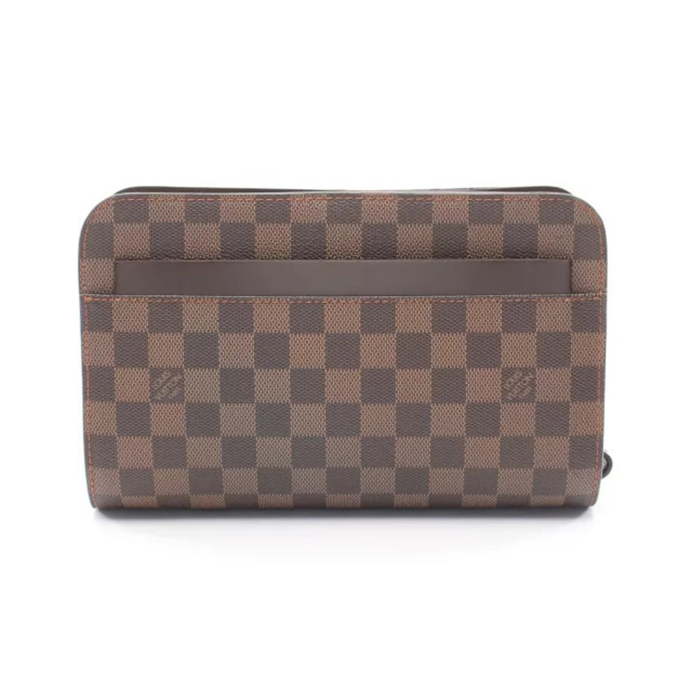 Louis Vuitton Saint Pouch Canvas Leather Damier Shoulder Bag Brown